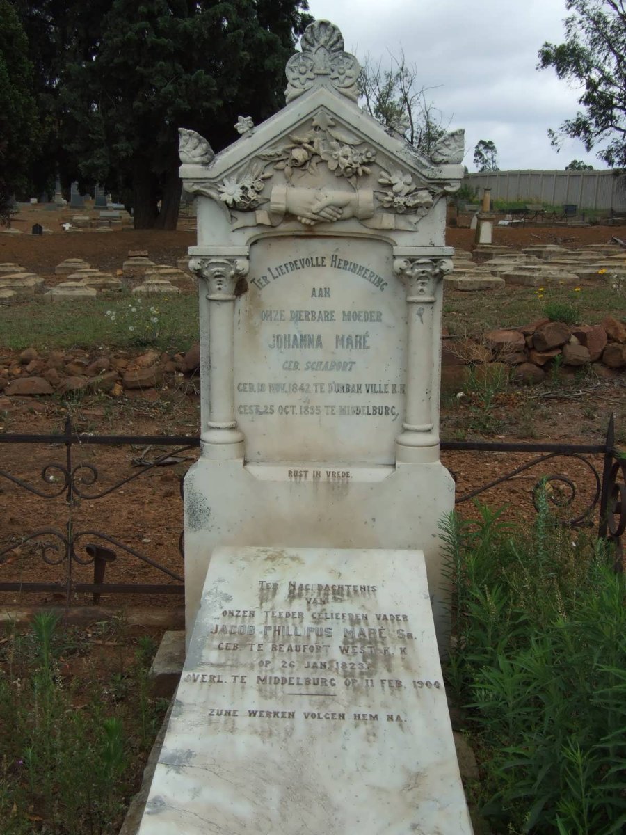 MARÉ Jacob Phillipus 1823-1900 & Johanna nee SCHABORT 1842-1895 #1