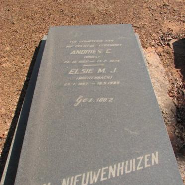 NIEUWENHUIZEN Andries C., van 1895-1974 &amp; Elsie M.J. BREITENBACH 1897-1980