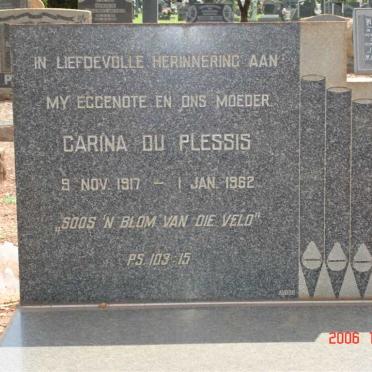 PLESSIS Carina, du 1917-1962