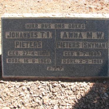 PIETERS Johannes T.I. 1890-1960 &amp; Anna M.W. SNYMAN 1889-1961