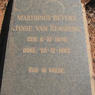 RENSBURG Marthinus Beyers, Janse van 1876-1962