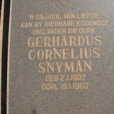 SNYMAN Gerhardus Cornelius 1907-1960