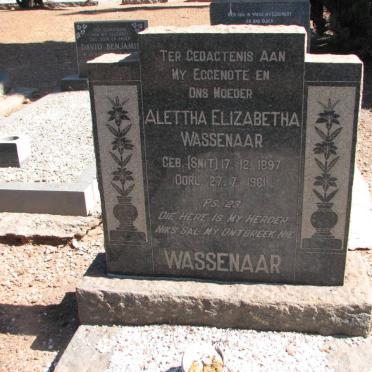 WASSENAAR Alettha Elizabetha nee SMIT 1897-1961