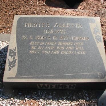 WEIMER Hester Alletta 1896-1977