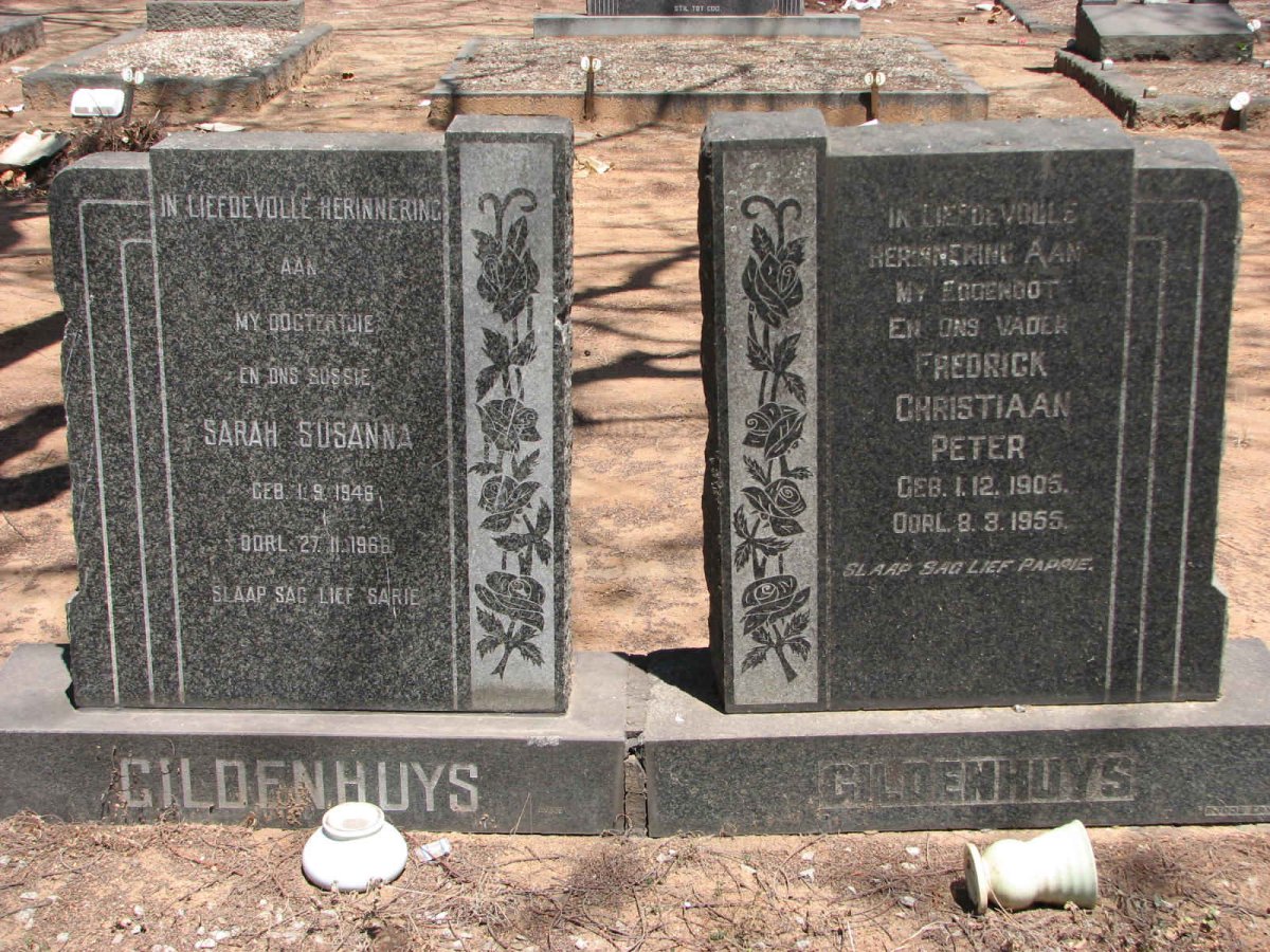 GILDENHUYS Frederick Christiaan Peter 1905-1955 :: GILDENHUYS Sarah Susanna 1946-1968