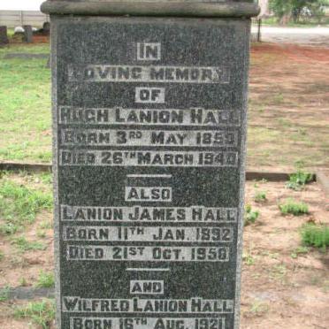 HALL Hugh Lanion 1853-1940 :: HALL Lanion James 1892-1950 :: HALL Wilfred Lanion 1921-1956
