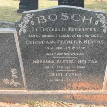 BOSCH Christiaan Frederik Beyers 1916-1962 &amp; Susanna Aletta Helena 1922-2006 :: BOSCH Cecil Peter 1944-1987