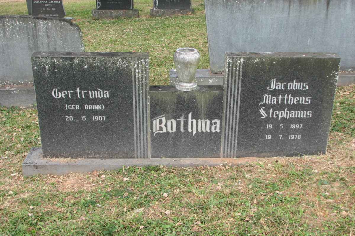 BOTHMA Jacobus Mattheus Stephanus 1897-1978 &amp; Gertruida BRINK 1907-