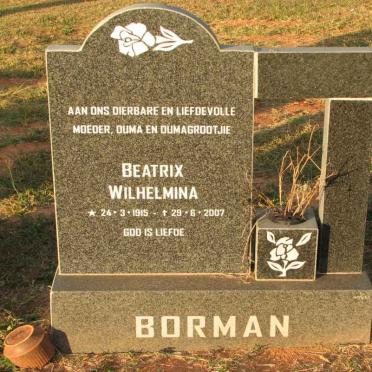 BORMAN Beatrix Wilhelmina 1915-2007