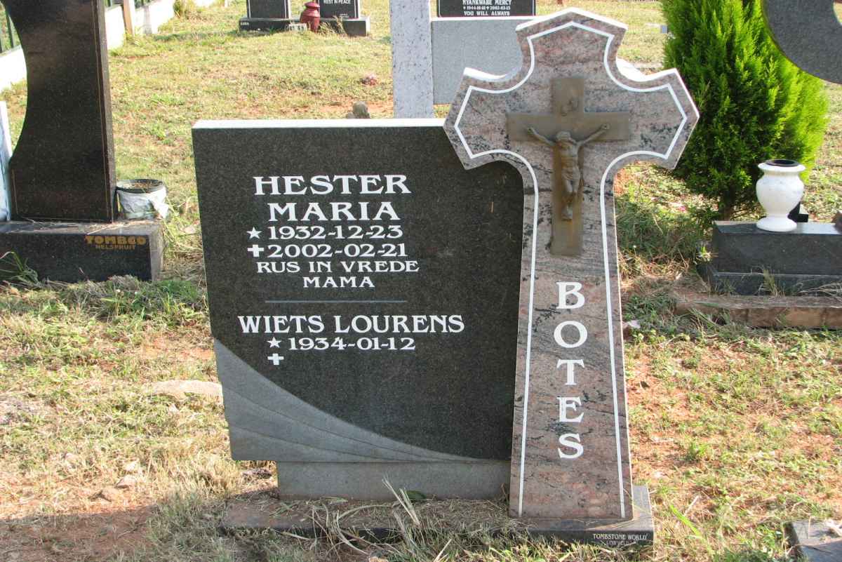 BOTES Wiets Lourens 1934- &amp; Hester Maria 1932-2002