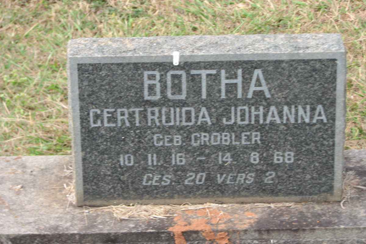 BOTHA Gertruida Johanna nee GROBLER 1916-1968