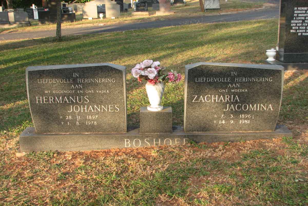 BOSHOFF Hermanus Johannes 1897-1978 &amp; Zacharia Jacomina 1896-1981