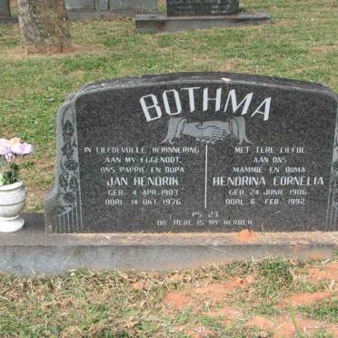 BOTHMA Jan Hendrik 1903-1976 &amp; Hendrina Cornelia 1906-1992