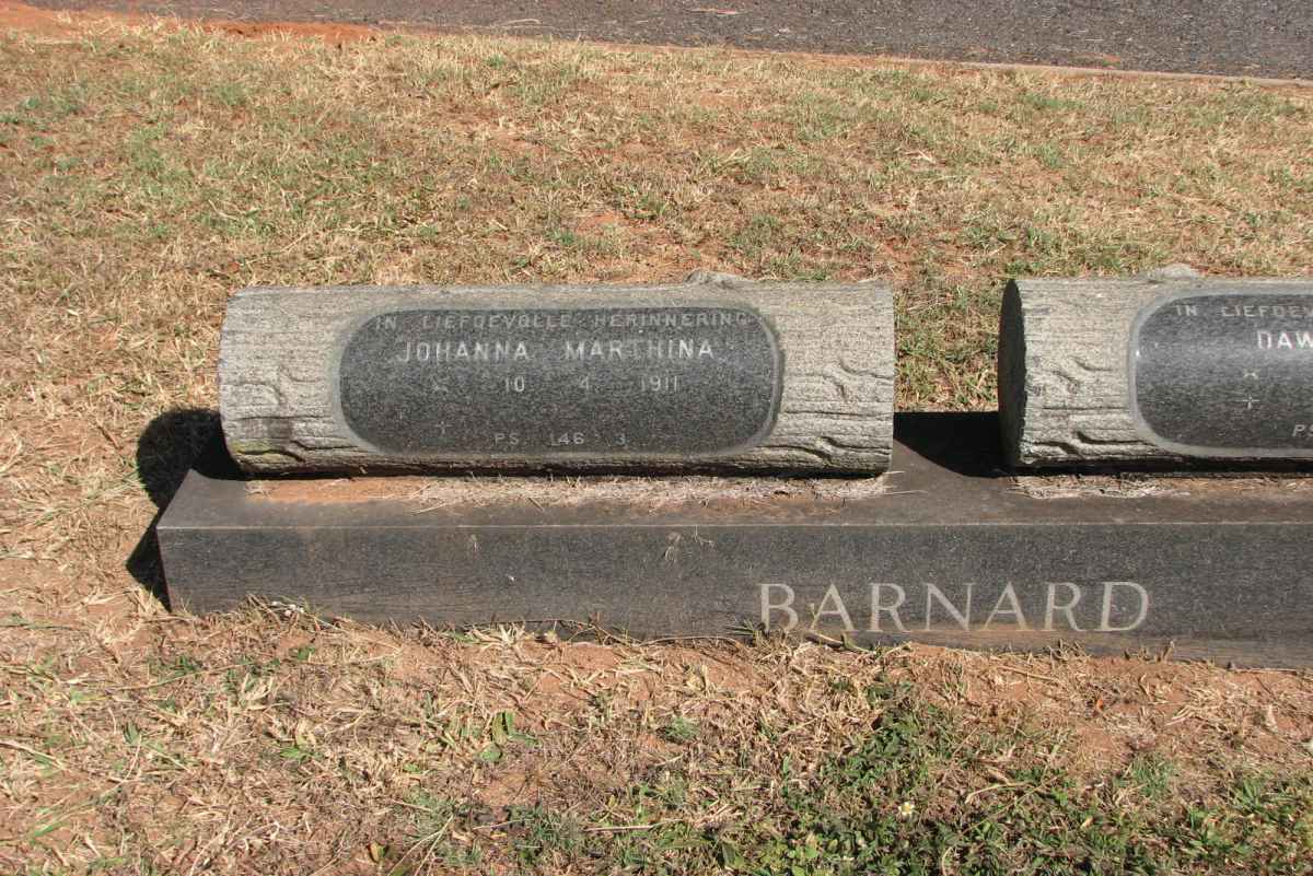 BARNARD Johanna Marthina 1910-1911