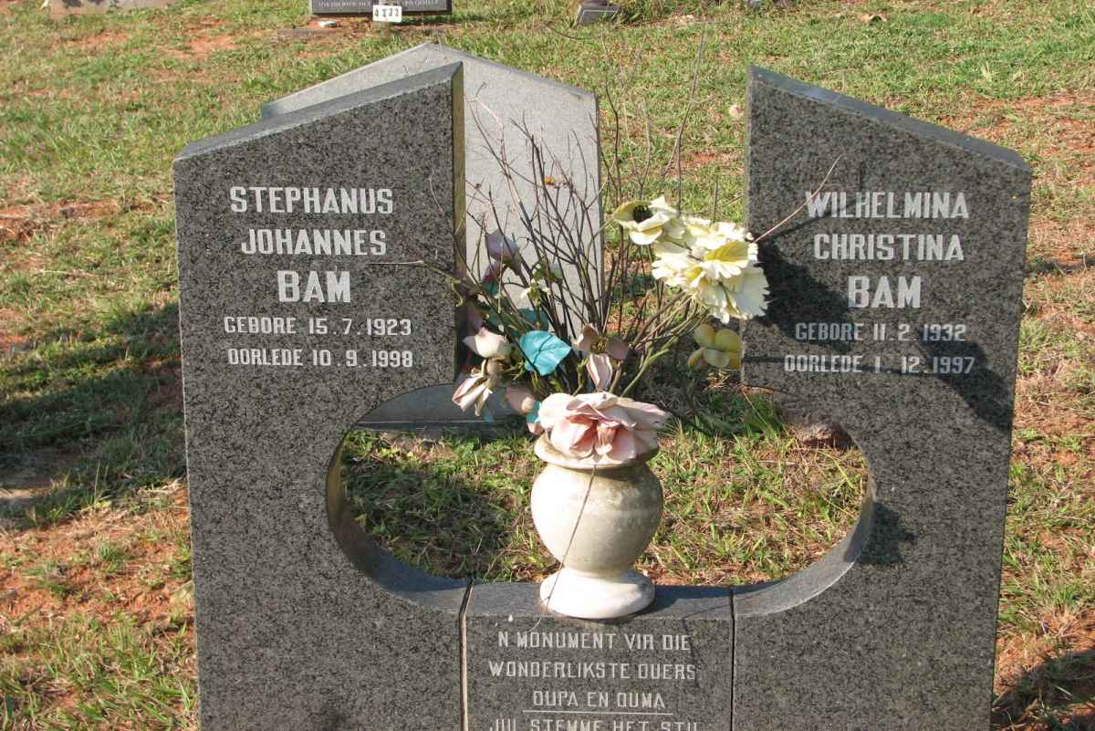 BAM Stephanus Johannes 1923-1998 &amp; Wilhelmina Christina 1932-1997