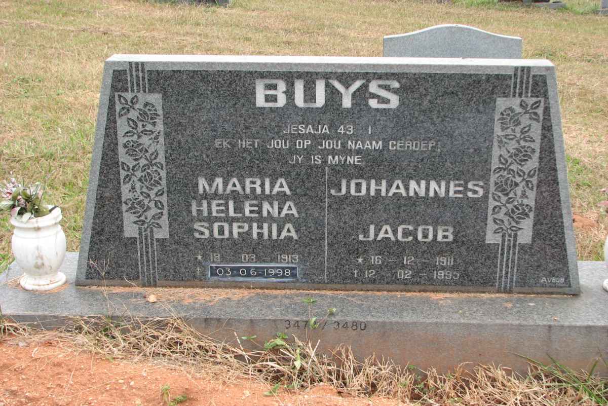 BUYS Johannes Jacob 1911-1995 &amp; Maria Helena Sophia 1913-1998