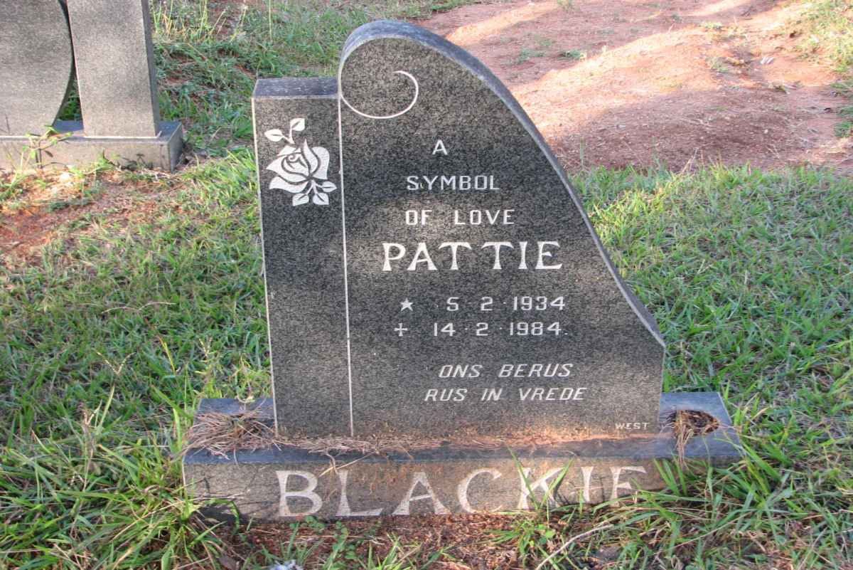 BLACKIE Pattie 1934-1984