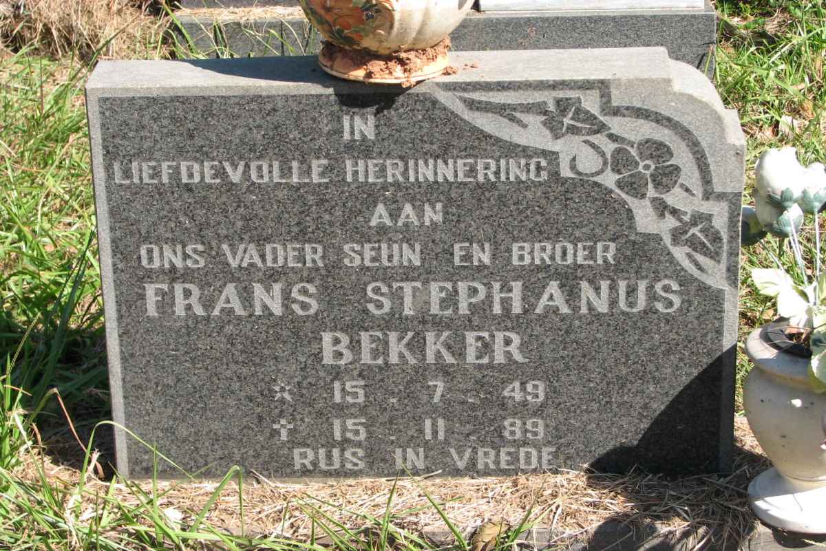 BEKKER Frans Stephanus 1949-1989