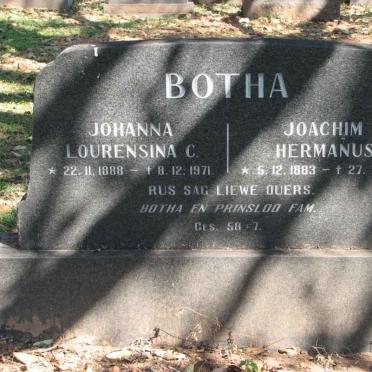 BOTHA Joachim Hermanus 1883-1970 &amp; Johanna Lourensina C. 1888-1971