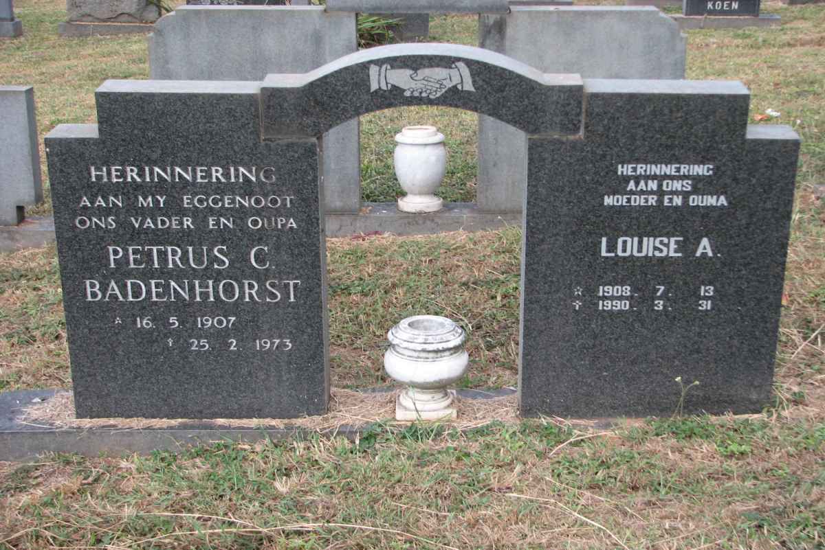 BADENHORST Petrus C. 1907-1973 &amp; Louise A. 1908-1990