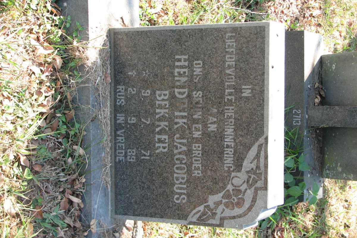 BEKKER Hendrik Jacobus 1971-1989