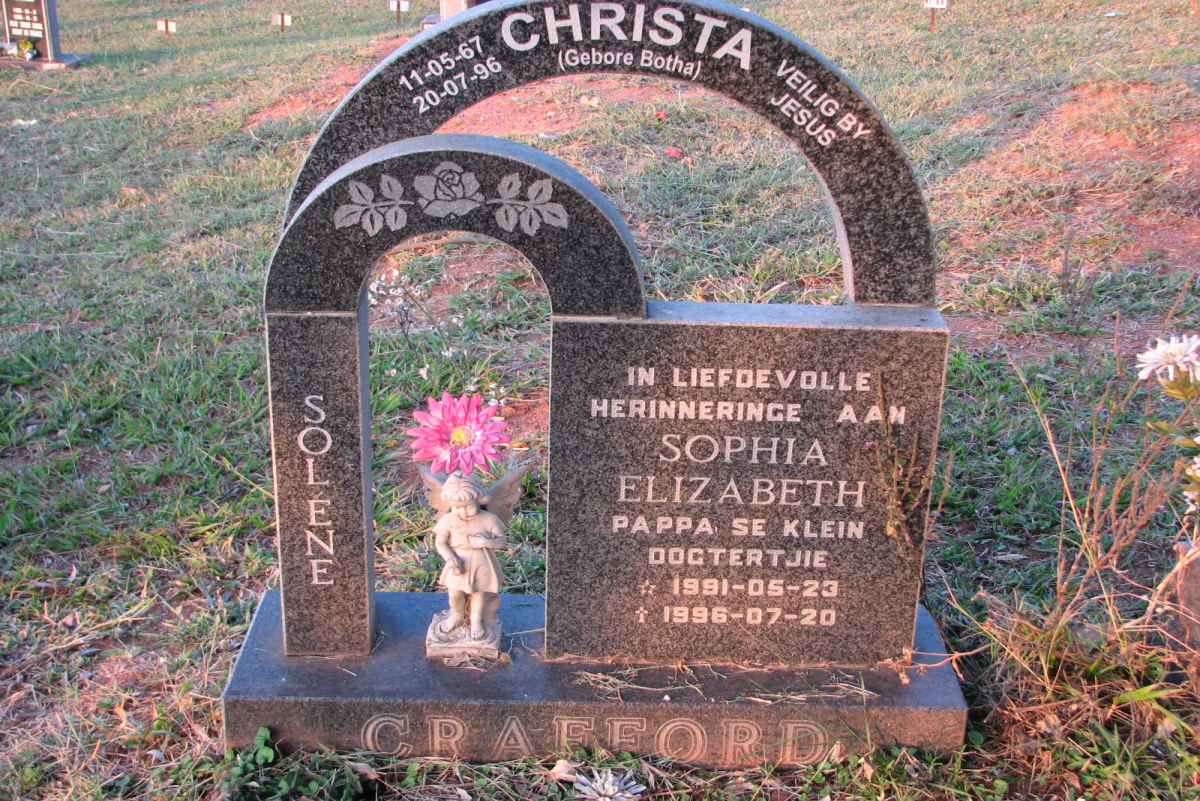 CRAFFORD Christa nee BOTHA 1967-1996 :: CRAFFORD Sophia Elizabeth 1991-1996