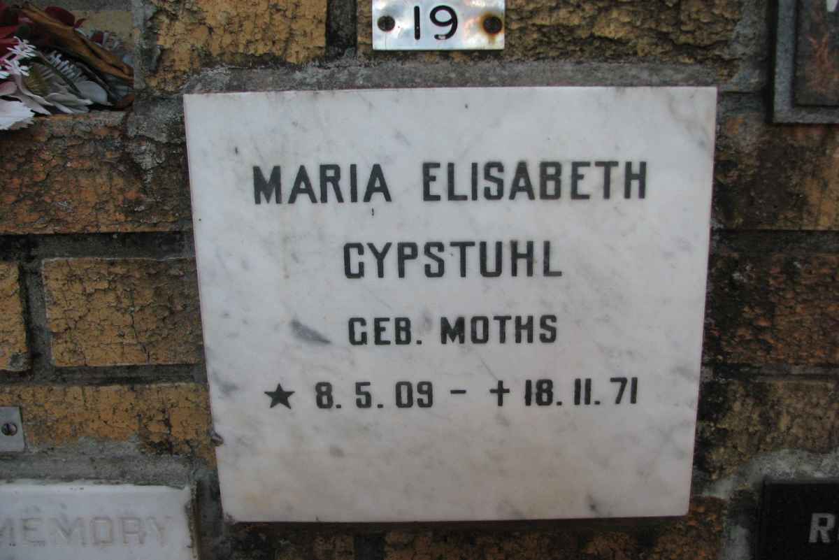 CYPSTUHL Maria Elisabeth nee MOTHS 1909-1971