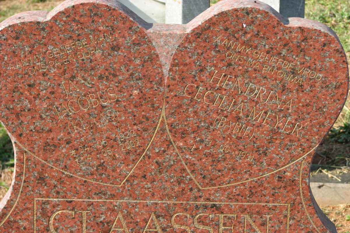 CLAASSEN Jan Jacobus 1922-2002 &amp; Hendrina Cecilia MEYER 1931-