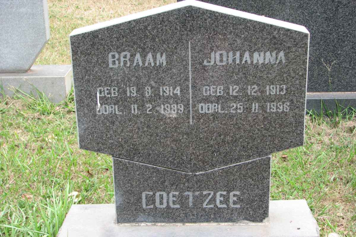 COETZEE Braam 1914-1989 &amp; Johanna 1913-1996