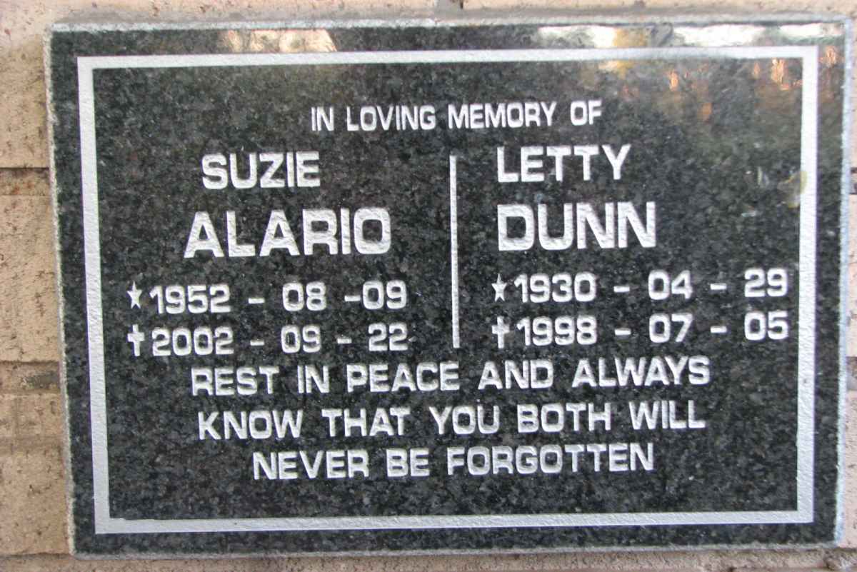 DUNN Letty 1930-1998 :: ALARIO Suzie 1952-2002