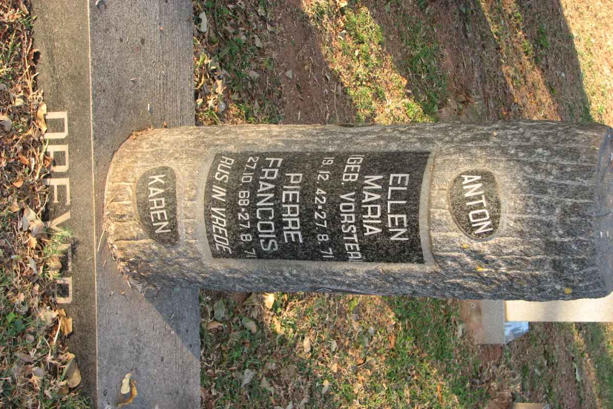 DREYER Ellen Maria nee VORSTER 1942-1971 :: DREYER Pierre Francois 1968-1971