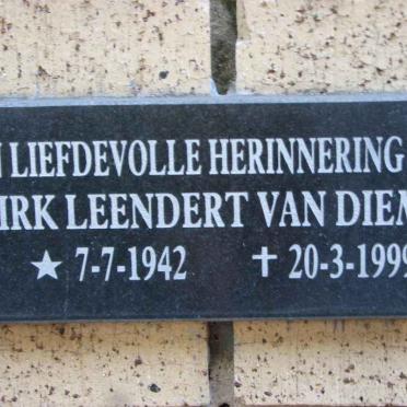 DIEMEN Dirk Leendert, van 1942-1999