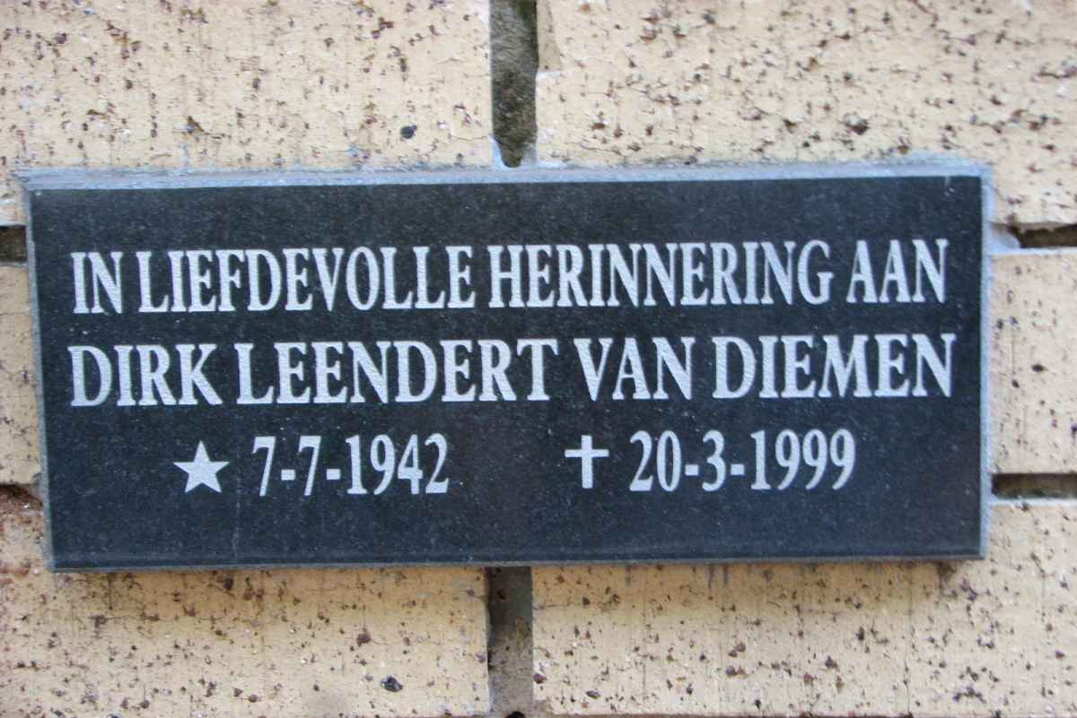 DIEMEN Dirk Leendert, van 1942-1999