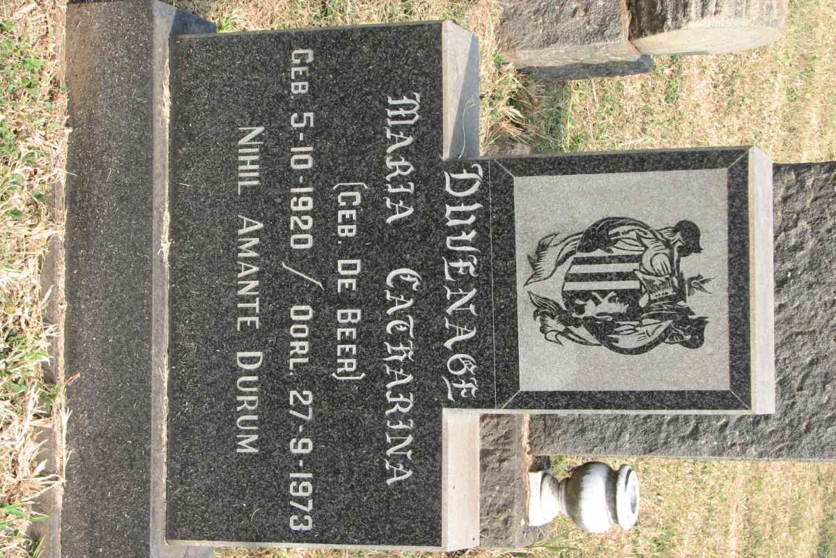 DUVENHAGE Maria Catharina nee DE BEER 1920-1973