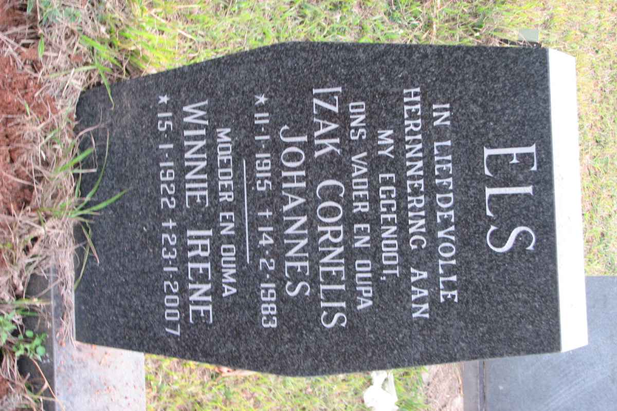 ELS Izak Cornelis Johannes 1915-1983 &amp; Winnie Irene 1922-2007