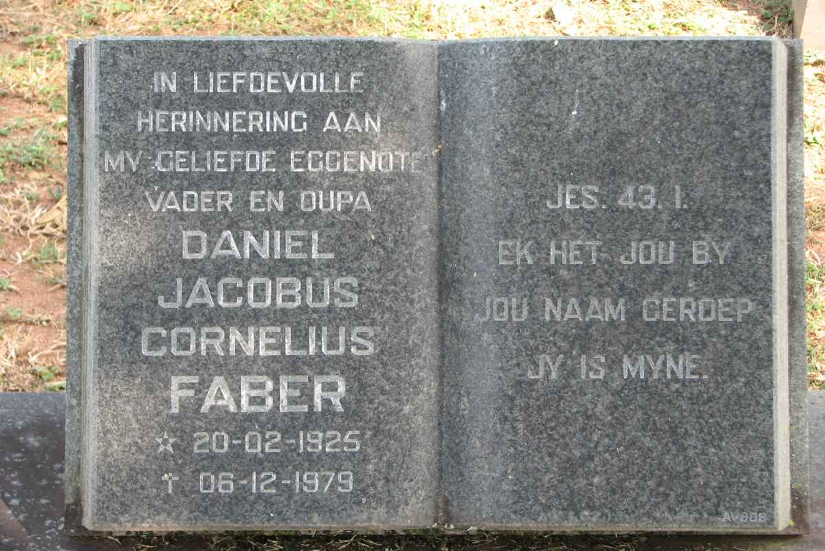 FABER Daniel Jacobus Cornelius 1925-1979