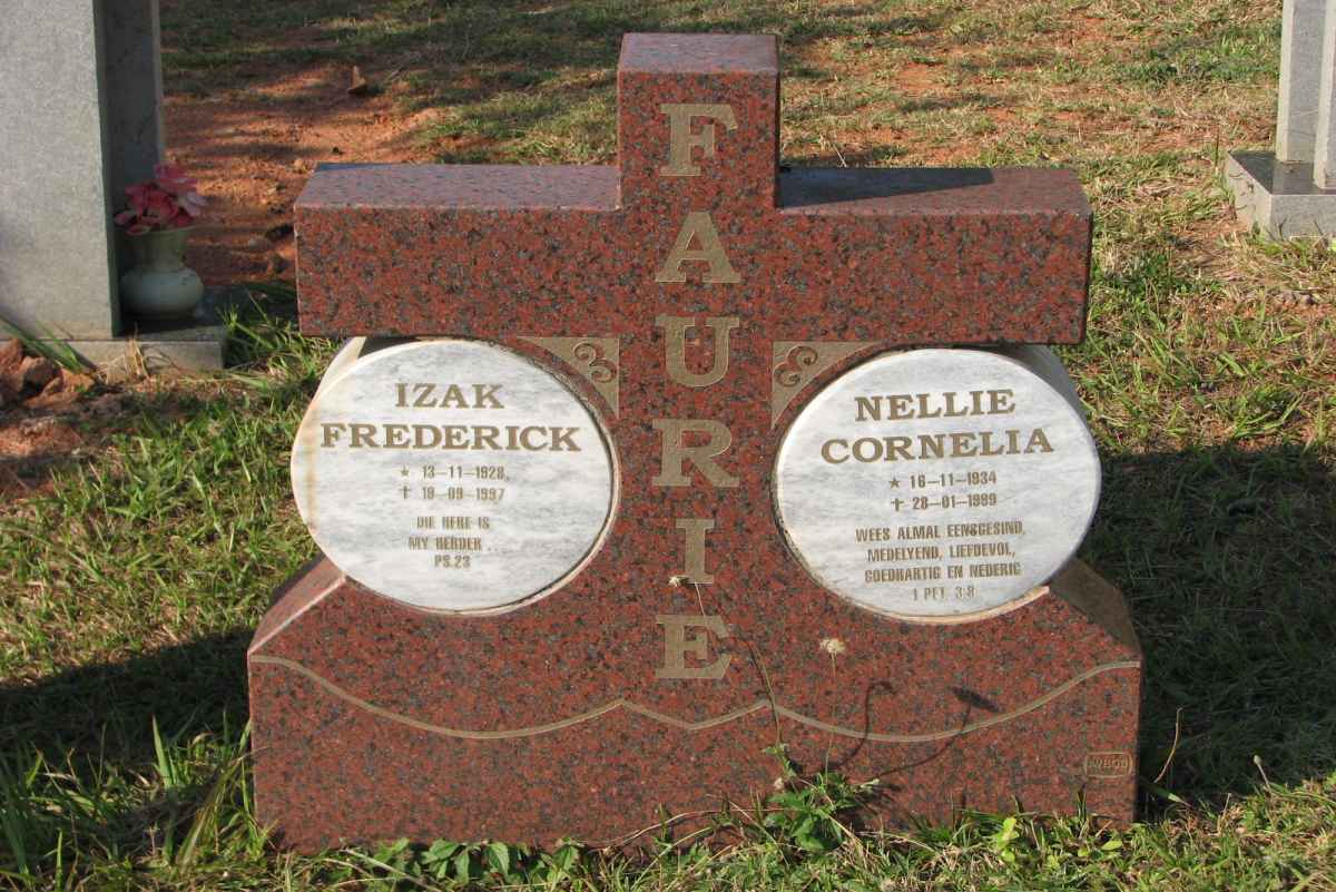 FAURIE Izak Frederick 1928-1997 &amp; Nellie Cornelia 1934-1989