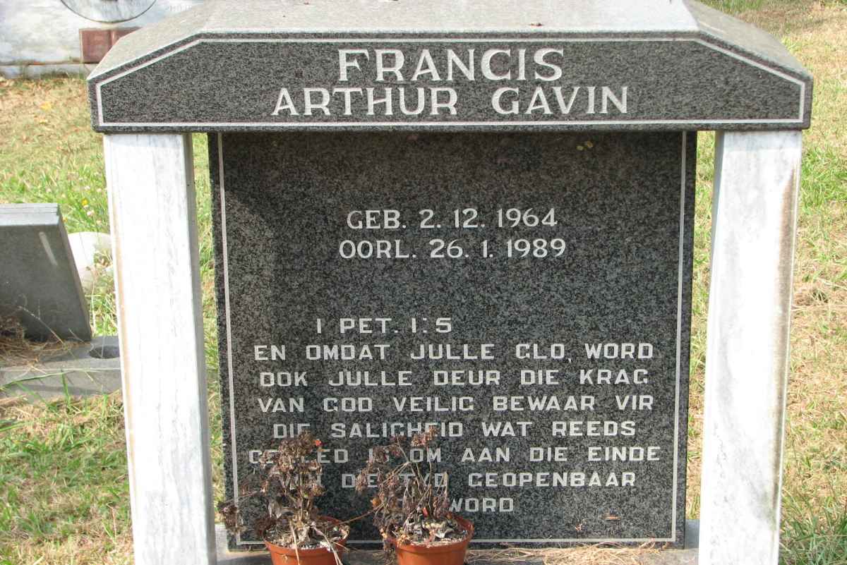 FRANCIS Arthur Gavin 1964-1989