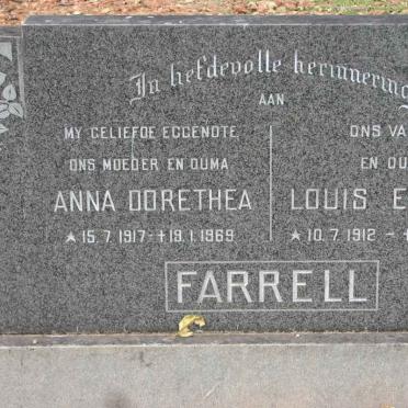 FARRELL Louis Edward 1912-1984 &amp; Anna Dorethea 1917-1969