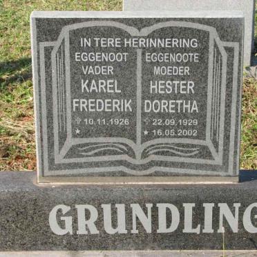 GRUNDLING Karel Frederik 1926- &amp; Hester Doretha 1929-2002