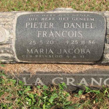 GRANGE Pieter Daniel Francois, la 1920-1986 &amp; Maria Jacoba PRINSLOO 1931-19??
