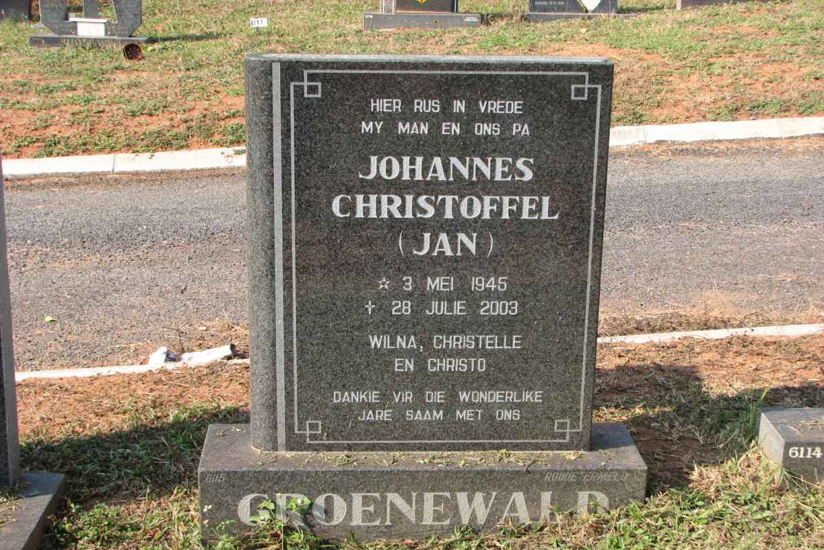 GROENEWALD Johannes Christoffel 1945-2003