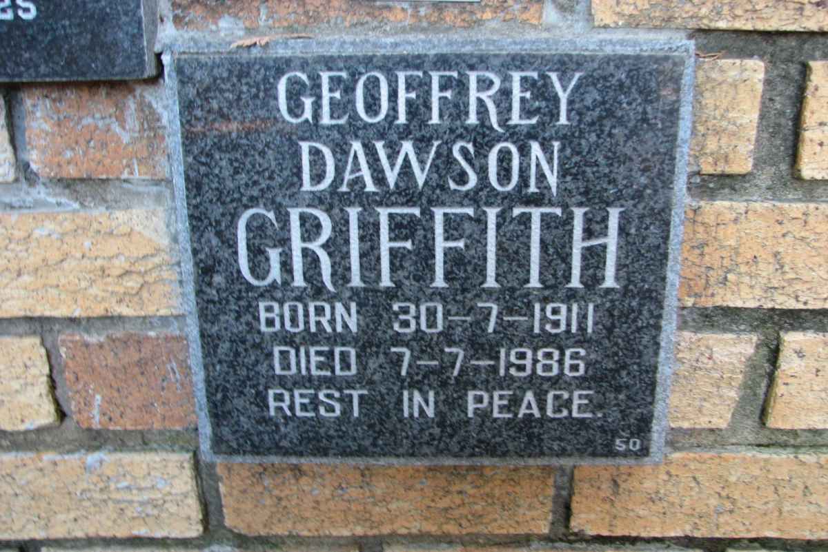 GRIFFITH Geoffrey Dawson 1911-1986