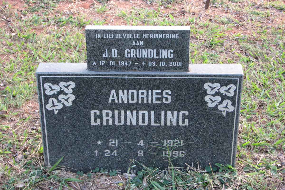 GRUNDLING Andries 1921-1996 :: GRUNDLING J.D. 1947-2001