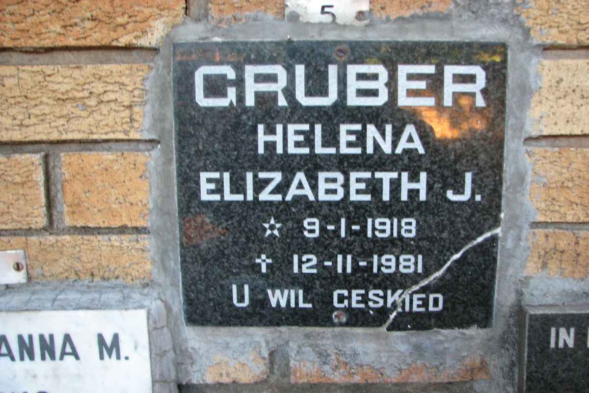 GRUBER Helena Elizabeth J. 1918-1981
