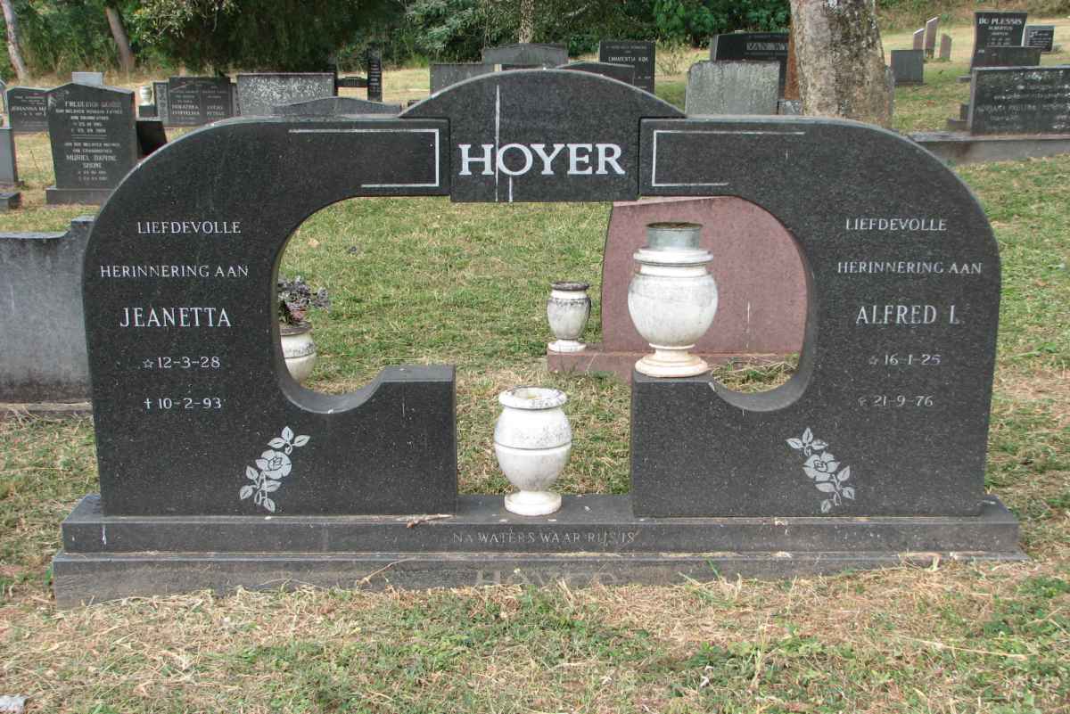 HOYER Alfred L. 1925-1976 &amp; Jeanetta 1928-1993
