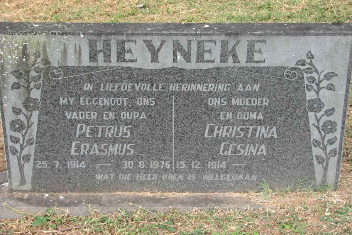 HEYNEKE Petrus Erasmus 1914-1975 &amp; Christina Gesina 1914-