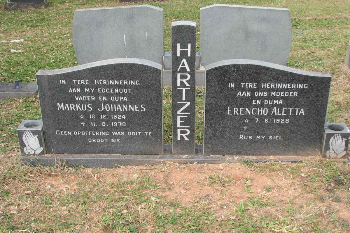 HARTZER Markus Johannes 1924-1978 &amp; Erencho Aletta 1928-