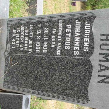 HUMAN Jurgens Johannes Petrus 1908-1996