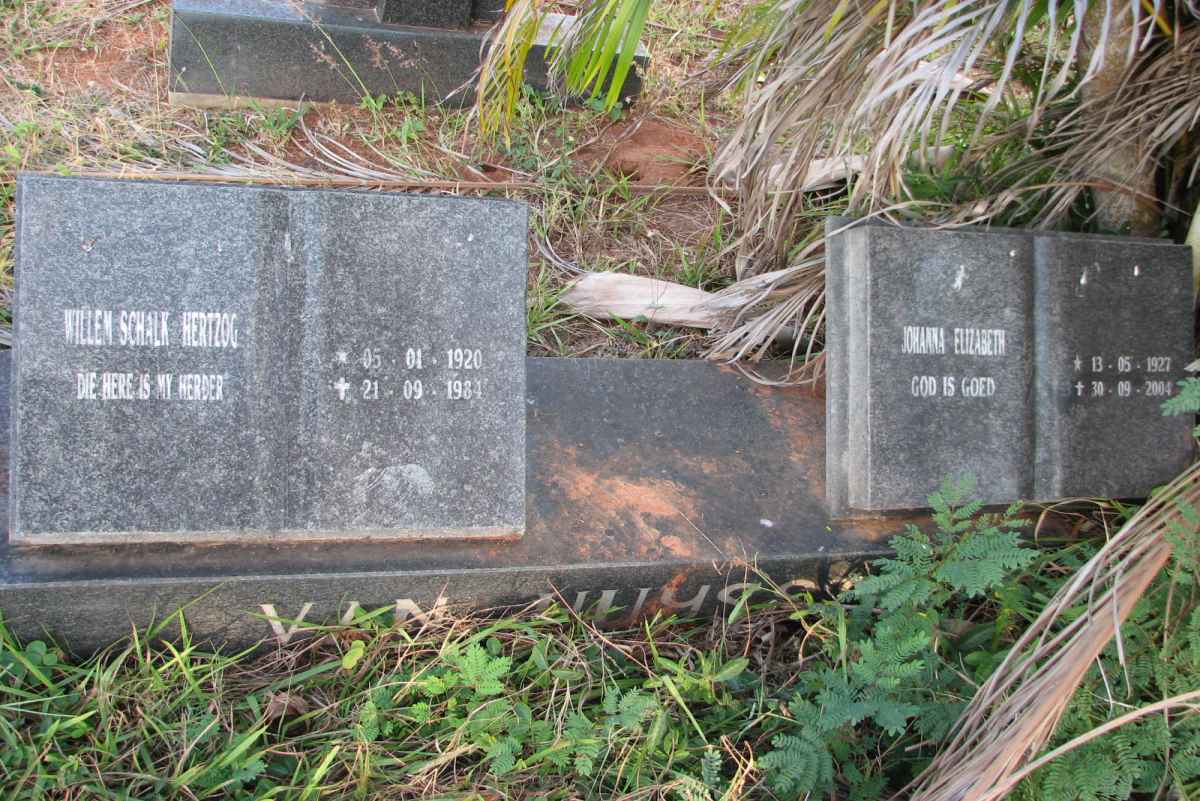 HUYSSTEEN Willem Schalk Hertzog 1920-1984 &amp; Johanna Elizabeth 1927-2004